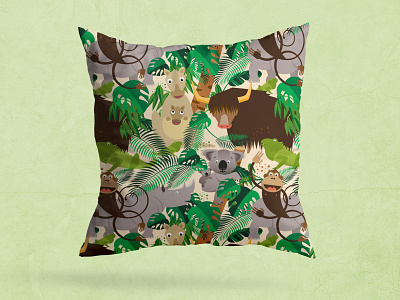 Seamless Pattern Animals in the Jungle