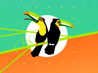Tropical Toucans animals birds graphic design illustration illustrator vector wall art
