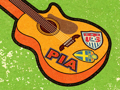 Pia's Guitar client design editorial graphic illustration print retro soccer texture work