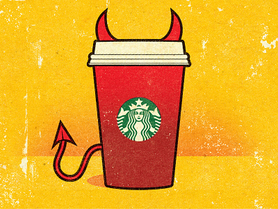 Starbucks: Merry Krampus! distress editorial experiment illustration illustrator personal retro texture vector