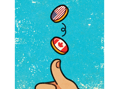 Canada/USA Coin Toss client distress editorial experiment illustration illustrator personal retro texture vector