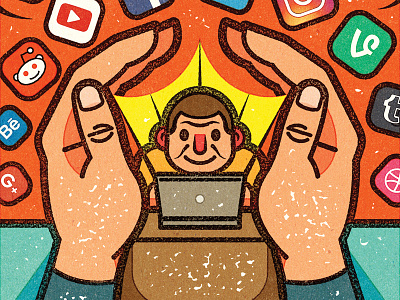 Social Media Monitoring adobe alexei client conceptual digital editorial illustration magazine retro texture vector vella