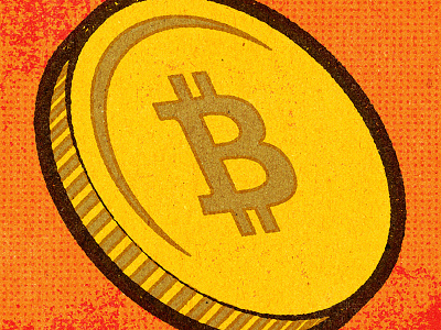 Bitcoin adobe advertising alexei bitcoin client conceptual digital editorial illustration retro texture vector