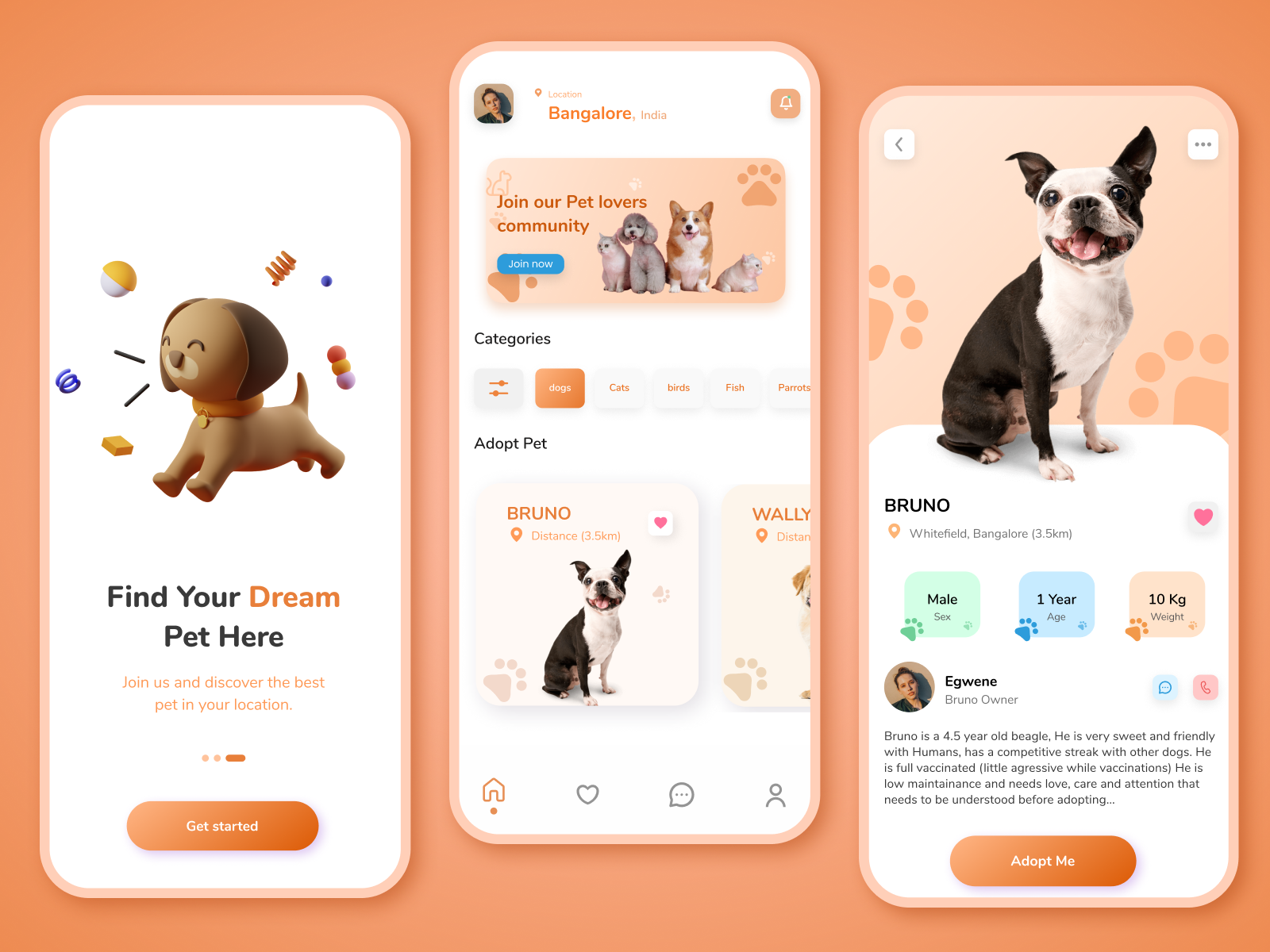 Pet Adoption App | Daily UI Design Challenge by Nagesh Surjagade on ...