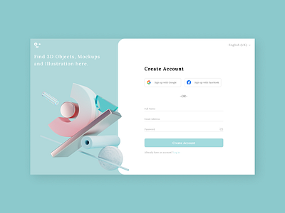 3D Design | Daily UI Challenge 001 (Sign up) branding design figma graphic design sign up ui uide