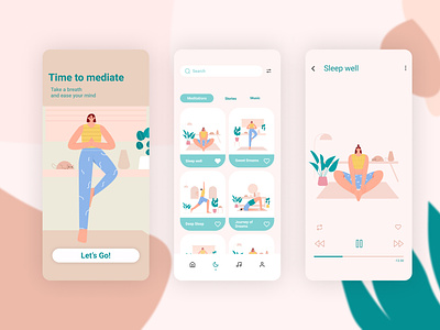 Meditation App app design illustration ui ux