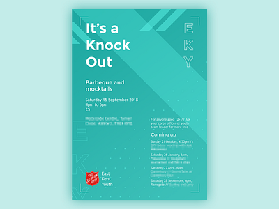 The Salvation Army East Kent Youth – event poster (2018) adobe photoshop advertisement branding bright church design diagonal event poster salvation army teal vivid