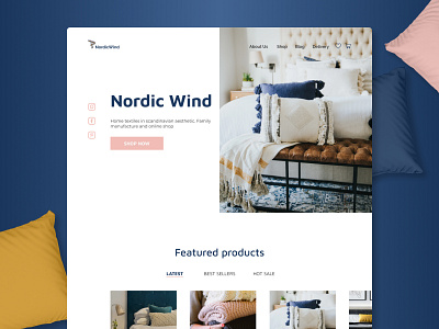 Nordic Wind Web Design Concept design figma figma design figmadesign first screen minimal online shop online shopping online store textile web web design website