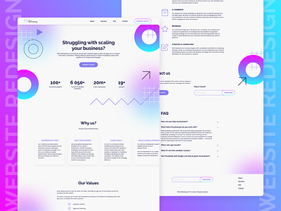 Website redesign for Mine Marketing. Landing page agency company figma figma design figmadesign gradient it landing landing page minimal minimalist redesign ui ui design ux ux design web web design website website redesign