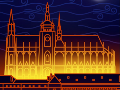 Night Prague architecture castle city czech illumimated illustration night prague