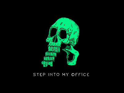 Step Into My Office doom illustration skull steps typography