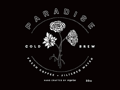 Paradise Cold Brew black coffee cold brew flowers growler illustration white