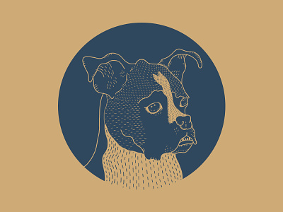 Underbite blue dog drawing ochre portrait puppy