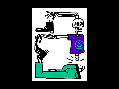 Break Dance bones boots break dance poster skeleton