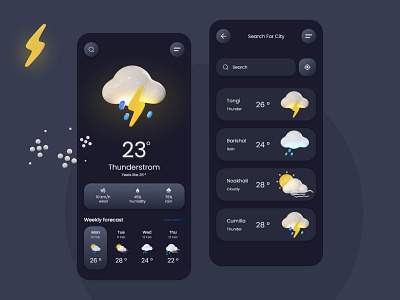 Weather App app design graphic design minimal ui ux vector