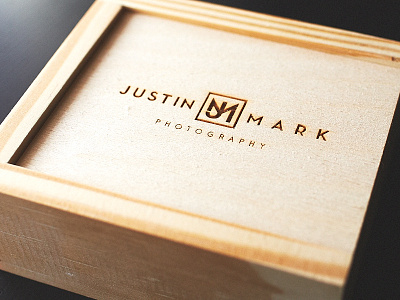 Justin Mark Photography box brand branding identity logo packaging photo photog photography type wood