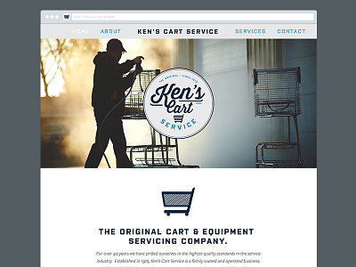 Kens Cart Service Website badge branding cart clean repair service simple squarespace ui ux website