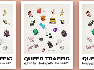 Queer Traffic collage layout lgbtq poster poster design queer rainbow typography