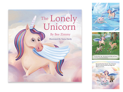 Samples from "The Lonely Unicorn" animal book children deer digital drawing farm glacier goat illustration narwhal nature