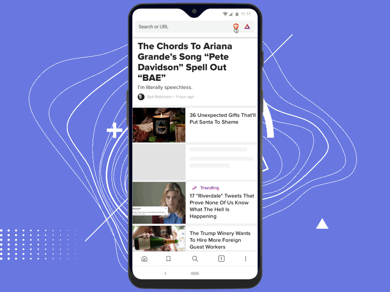 Brave Shields on Android adblock android animation browser interaction design product design prototype sketch ux design visual design
