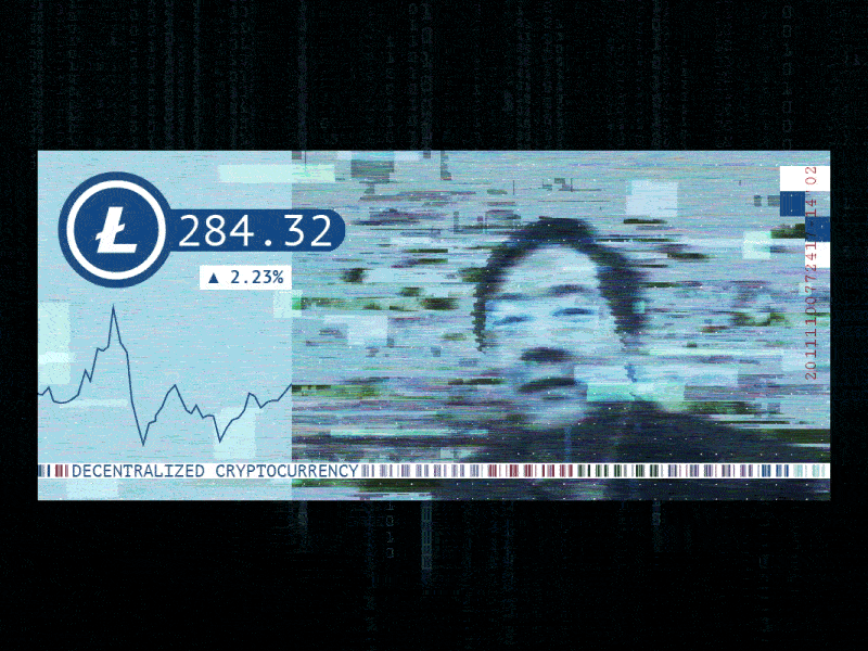 Litecoin currency bill cryptocurrency currency bill glitch art litecoin rotating