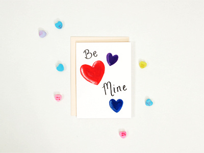 Be Mine cards gouache paint valentines