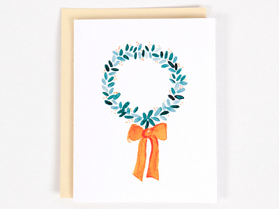 Wreath Holiday Greeting Cards cards gouache greeting illustration