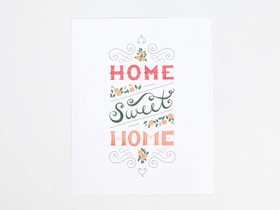Home Sweet Home Art Print illustration lettering print