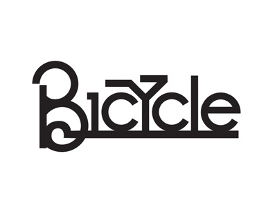 Bicycle bicycle lettering round thick lines type typography