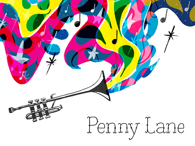 Penny Lane beatles drawing illustration lettering psychedelic