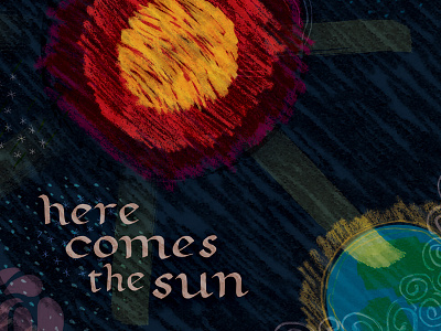 Here Comes The Sun beatles drawing illustration ink lettering psychedelic