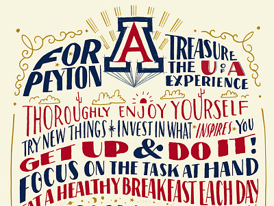 Good Luck Peyton! desert illustration lettering