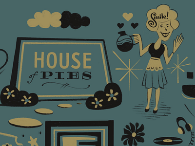 House of Pies illustration lettering midcentury nostalgia
