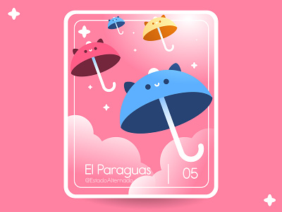 05 - El Paraguas card cute cutecharacter kawaii loteria loteriamexicana loteriayamix mexico ohvalentino sky umbrella