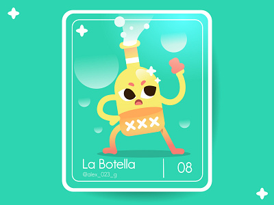 08 - La Botella (The Bottle) alcohol beer bottle card cute cutecharacter kawaii loteria loteriamexicana loteriayamix mexico ohvalentino wine