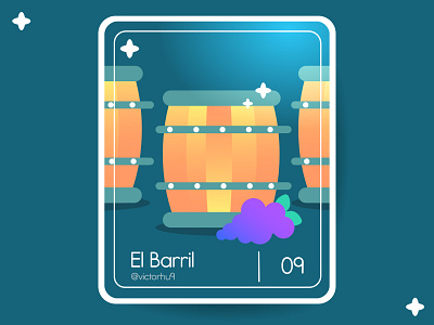 09 - El Barril (The Barrel) barrel card cute cutecharacter grapes kawaii loteria loteriamexicana loteriayamix mexico ohvalentino wine