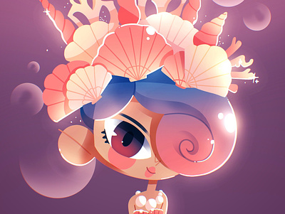 Seashell Princess 👑 🐚 character cute fashion illustration kawaii mermaid ocean ohvalentino princess seashell