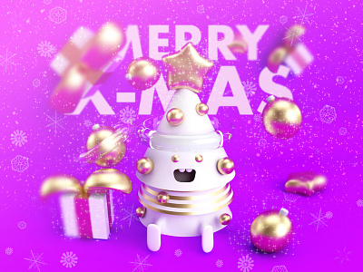 Merry Christmas! 3d beargara c4d character christmas cute gold manuvergara navidad tree vray xmas