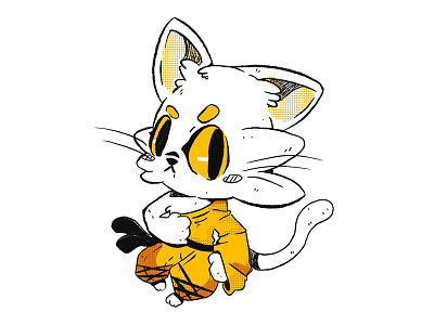 Fightah- Neko beargara cat character cute design draw fighter illustration ink kitty yellow