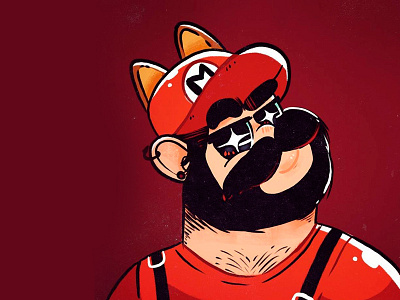 Sexy Mario Racoon bear beard beargara character cute kawaii luigi mario men moustache nintendo racoon