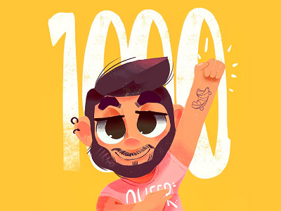 1000 Followers on Instagram and Facebook beard beargara character draw facebook followers gay illustration instagram ipadpro procreate queer
