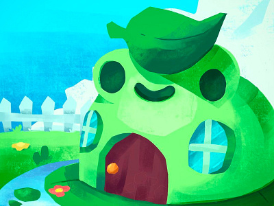 Pound Clawtown beargara character clawtown cute frog house illustration kids pound sky