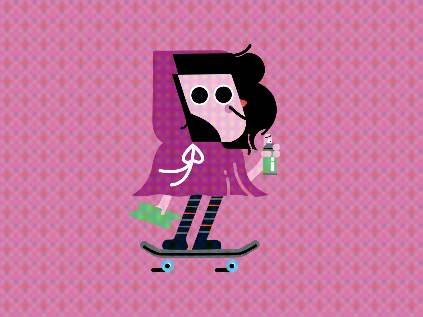 Girl on a skateboard 2d 2danimation animation motion design