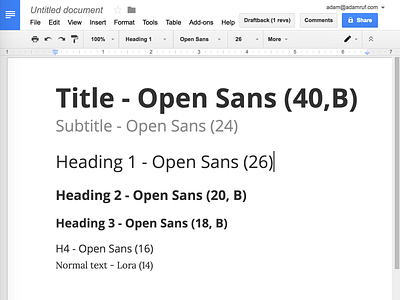 My Google docs typography defaults