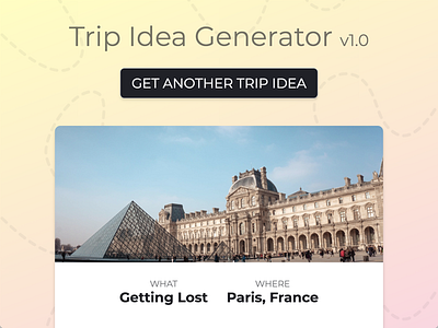 Ux Design Contest 6 Example: Trip Idea Generator simple app ui ux design contest visual design