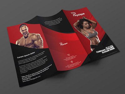 Fitness trifold brochure brochure brochure layout brochure mockup brochure template fitness brochure fitness trifold brochure flyer folded brochure leaflet red black brochure trifold brochure