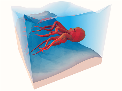 Octoquarium 3d aquarium lowpoly octopus water