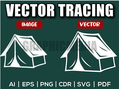 Camping Vector Image to vector, Vector Tracing