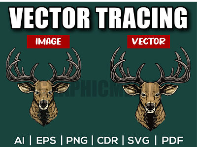 Deer Head Vector | Image  to Vector| Vector Tracing