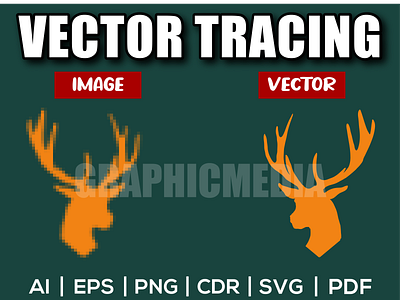 Hunter Deer Logo Vector | Image to Vector | Vector Tracing adobe illustrator branding design high resolution illustration image to vector image vector logo low resolution pdf raster to vector redraw redraw logo ui ux vector vector art vector illustration vector logo vector tracing